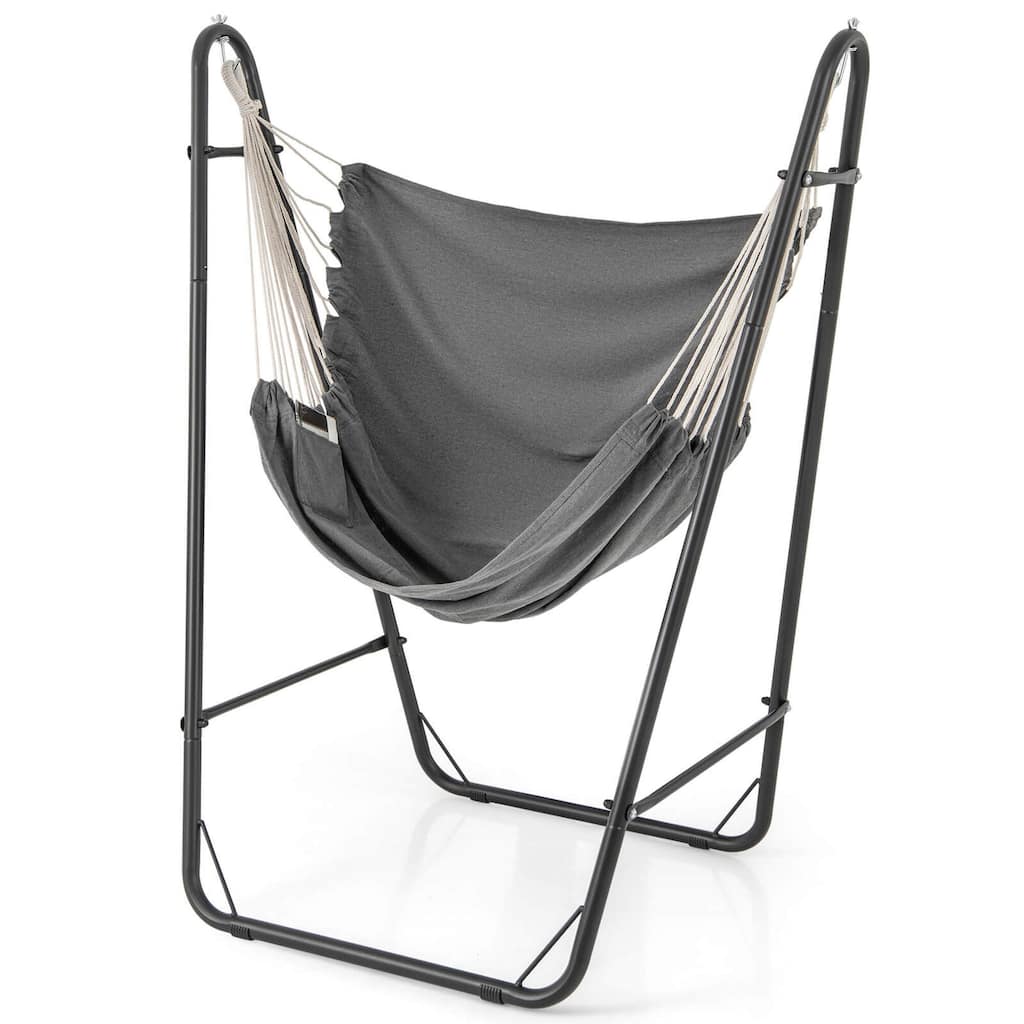 Costway Heavy-duty Hammock Chair with Stand Metal Frame Storage Pocket - See Details