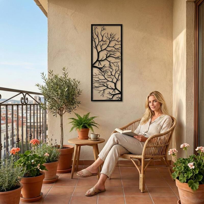 Tree Sign Metal Wall Decor for Home and Outside - Wall-Mounted Geometric Wall Art Decor