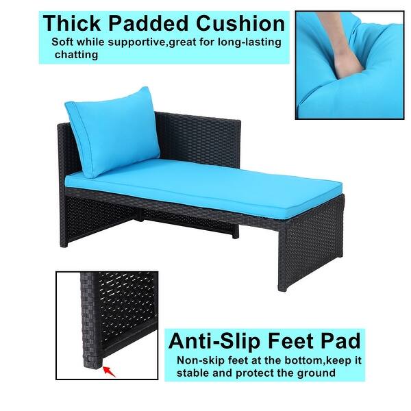Shop Grearden Outdoor 3 Piece Conversation Patio Wicker Sofa Set Includes Sofa Chaise Coffee Table Overstock 31665008