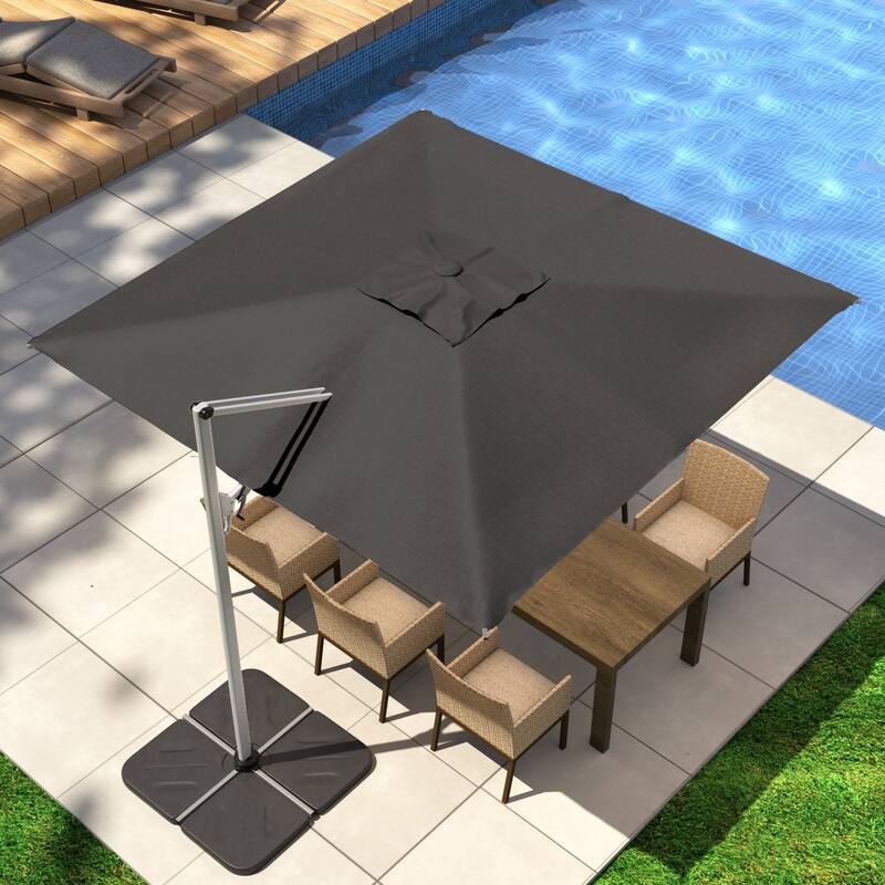 9FT 360 Degree Rotation Double Top Cantilever Patio Umbrella