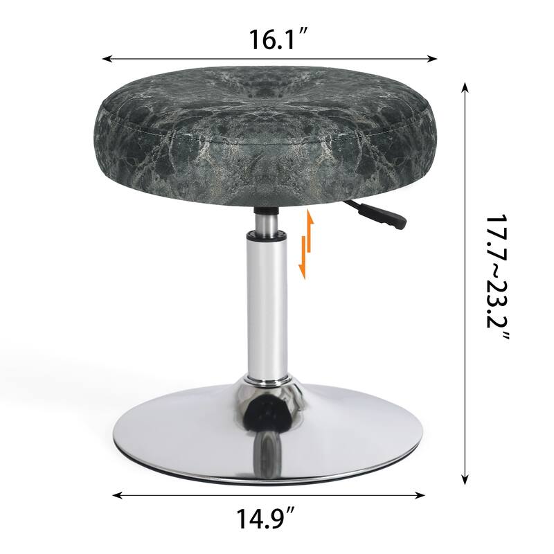Adeco Makeup Vanity Stool Chair Round Ottoman Swivel Adjustable