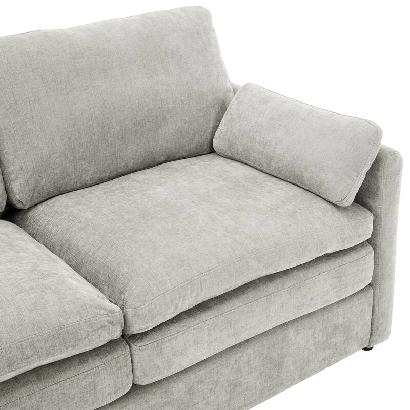 3-Piece Chenille Sofa Set with Oversized Cushions and Lumbar Pillows by Harper&Bright Designs