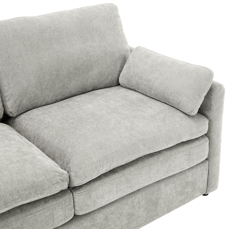 Roomfitters Cozy Oversized Upholstered Loveseat Cloud Sofa with Plush Double Cushion for Living Room, Light Grey