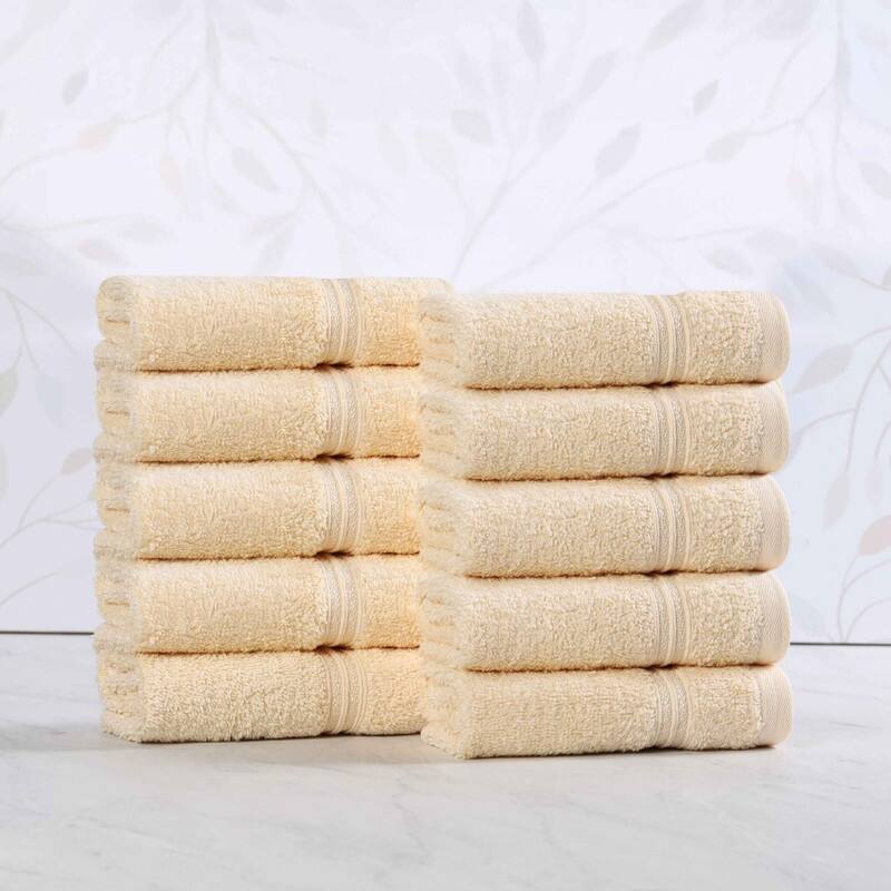 Superior Heritage Egyptian Cotton Absorbent Face Towel Set of 10 - Canary
