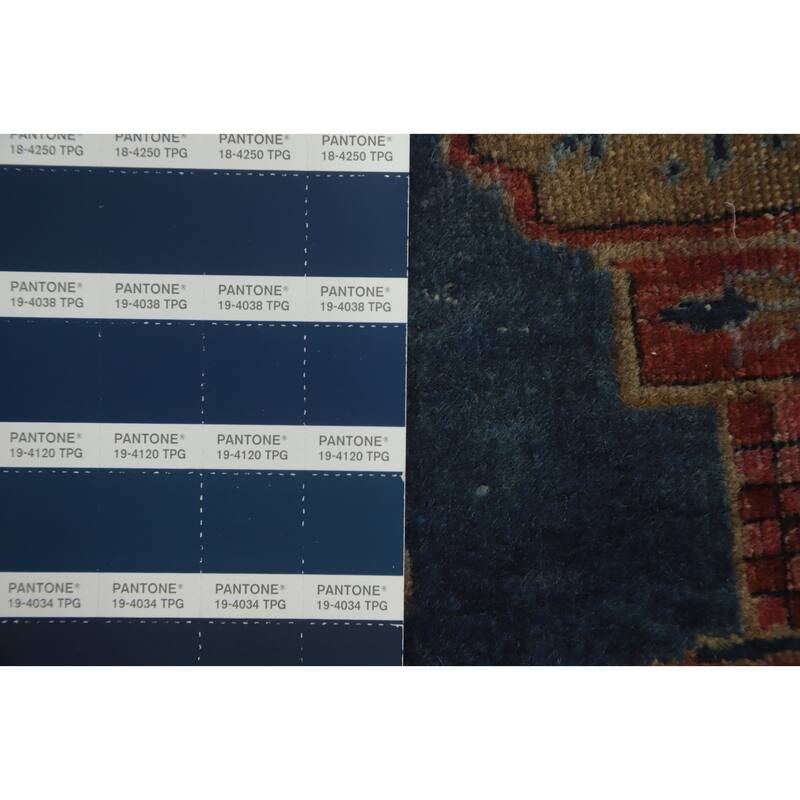 Hand Knotted Oriental 100% Wool Carpet Traditional Floral Navy Blue & Blues Kashan Area Rug - 5' 11'' X 2' 7''