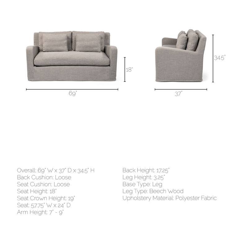Denly I Beige Slipcover Two Seater Sofa