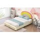 preview thumbnail 4 of 17, Twin Size Platform Bed with Rainbow Shaped Headboard and LED Light Strips