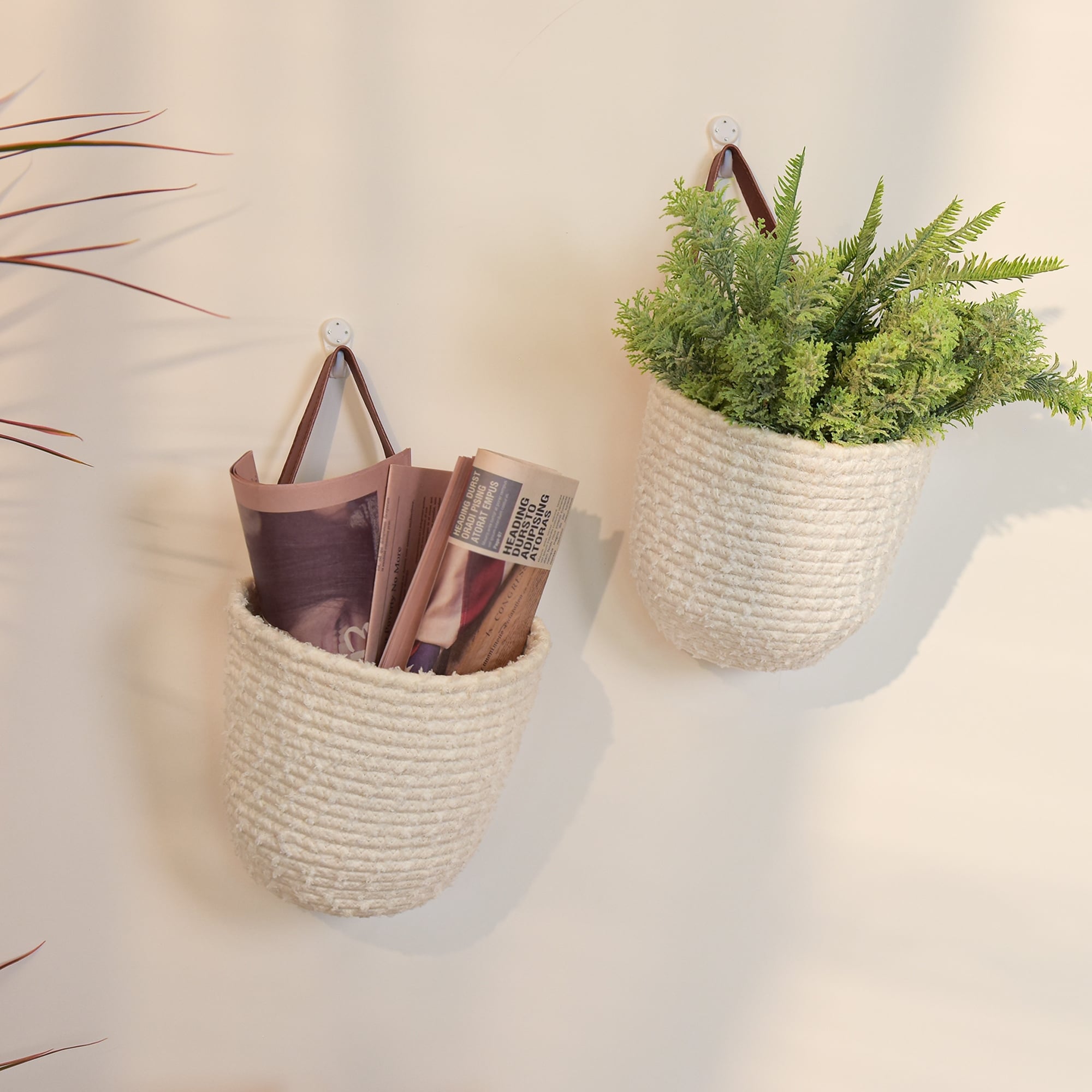 Hanging shop storage baskets