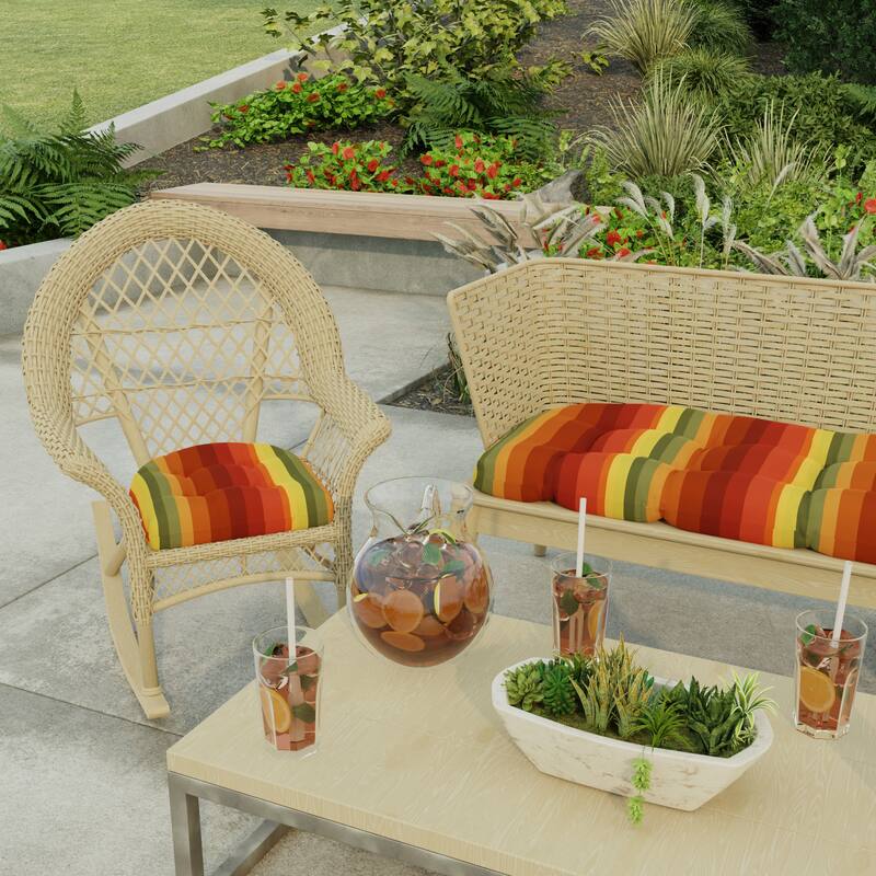 18" x 18" Contoured Outdoor Wicker Seat Cushion - Set of 2 - 18'' L x 18'' W x 4'' H