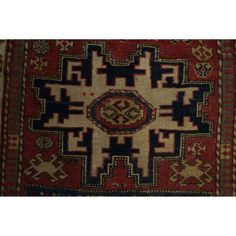 Hand Knotted Oriental 100% Wool Carpet Traditional Tribal Red Kazak Area Rug - 5' 6'' X 3' 3''