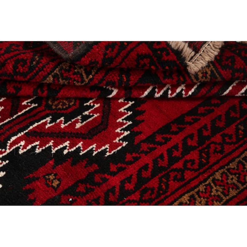 Geometric Balouch Afghan Oriental Area Rug Wool Handmade Foyer Carpet - 4'2" x 6'2"