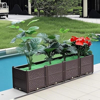 Rectangular Raised Garden Bed Kit Indoor Outdoor Plastic Grow Box for Fresh Vegetables, Herbs, Flowers & Succulents