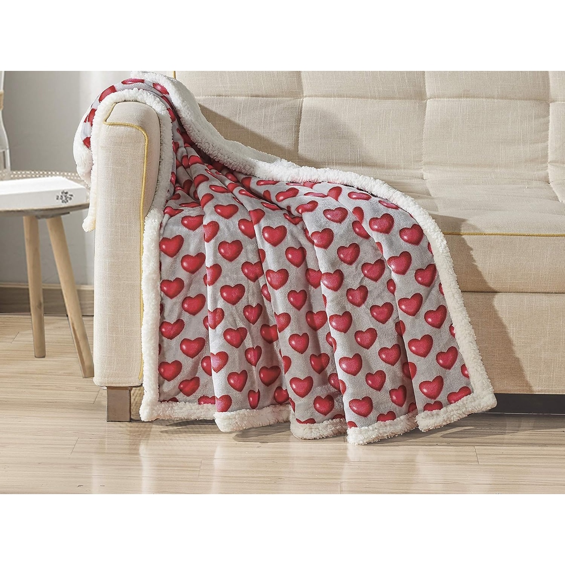 Decor More Amor Eterno Be Mine Love Collection Valentine s Day Heart Ultra Plush Throw Blanket 50 x 60 with Red Hearts
