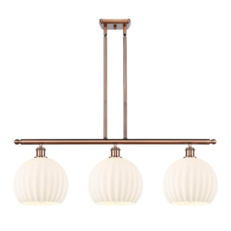 Innovations Lighting 516-3I-13-37-White Venetian-Indoor Pendant White - Antique Copper / White Venetian