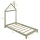 preview thumbnail 57 of 70, Wooden Platform Bed with Wood Slat Support, Modern Solid Wood Kids Bed Frame with House-shaped Headboard, No Box Spring Needed