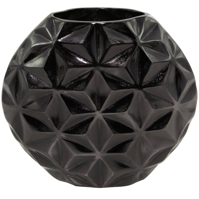 CosmoLiving by Cosmopolitan Aluminum Metal Faceted Geometric Vase - Black, Silver, Gold