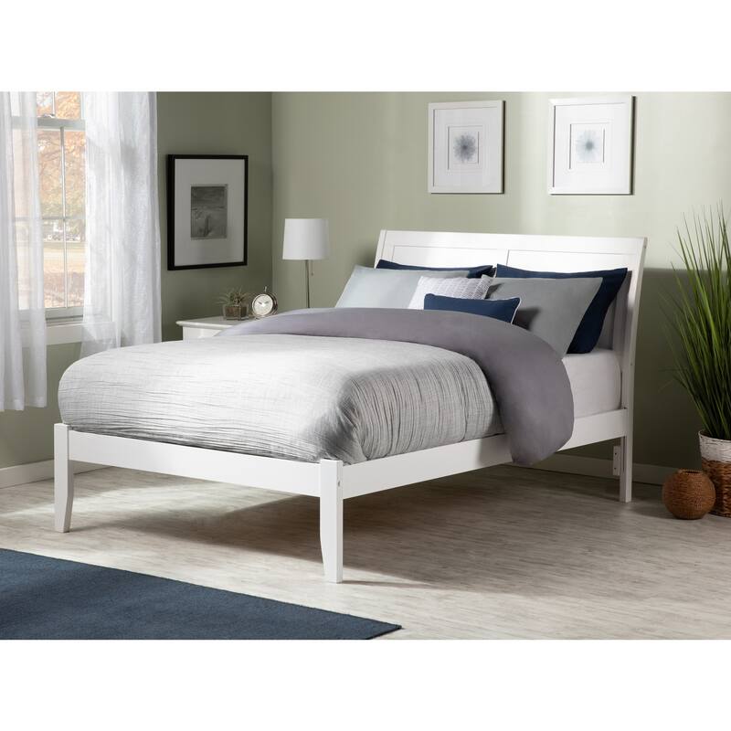 Modern Platform Bed - Sleigh Style Bed Frame with Footboard - Home Bedroom Furniture
