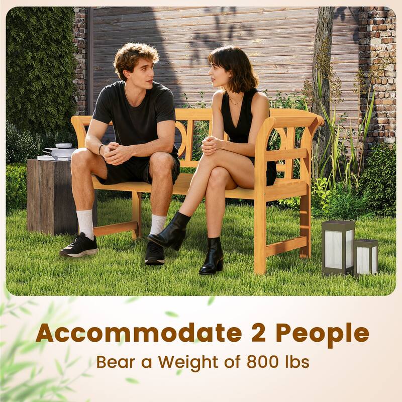 Gymax 47'' Outdoor Loveseat Bench w/Curved Armrests for Backyard Front