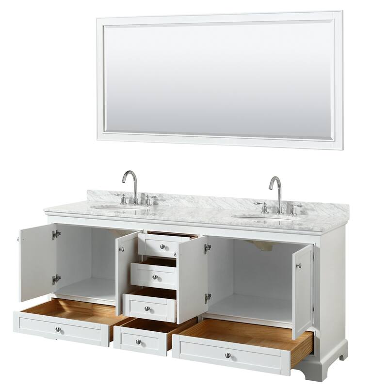 Deborah 80-inch Double Vanity, Oval Sinks, 70-inch Mirror