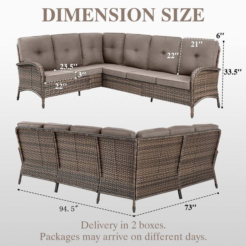 Outdoor Sectional Sofa with Chair Funiture Set