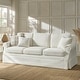 preview thumbnail 3 of 15, Ignacia 88"W Farmhouse Linen Down Blend Fill Sofa with Removable Slipcover and Solid Wood Legs by HULALA HOME White