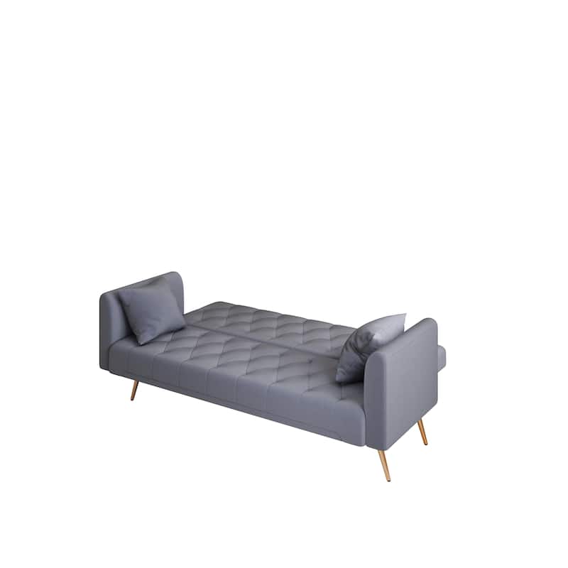 2 Seater Couch with Adjustable Backrest, Convertible Sleeper Sofa Bed for Living Room, Velvet Upholstered Armsofa