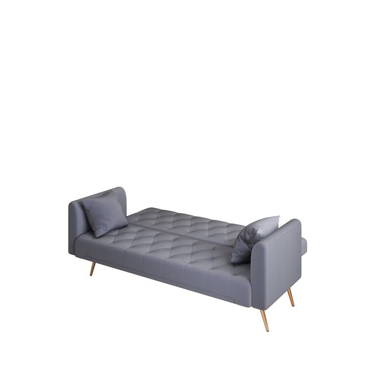 71-inch Convertible Love Seat Sofa, Gray Velvet, Suitable for Small Spaces