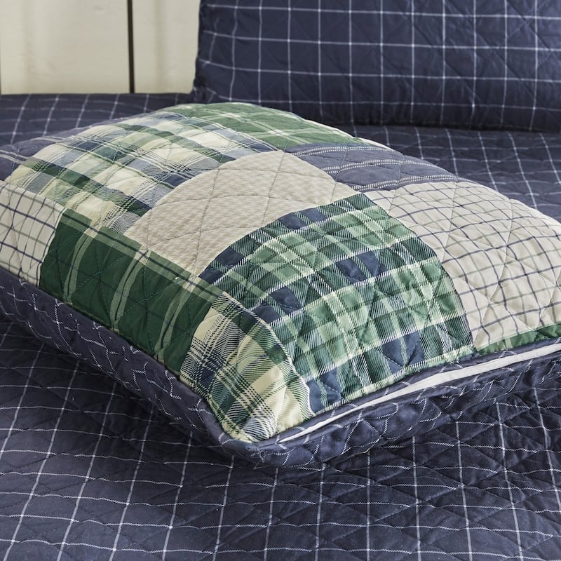3 Piece Reversible Printed Quilt Set Green / Navy King/Cal King
