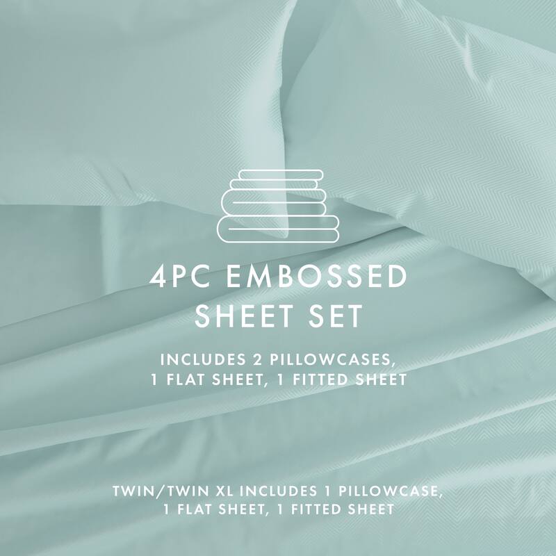 Soft Essentials Embossed Chevron Design 4-piece Deep Pocket Bed Sheet Set