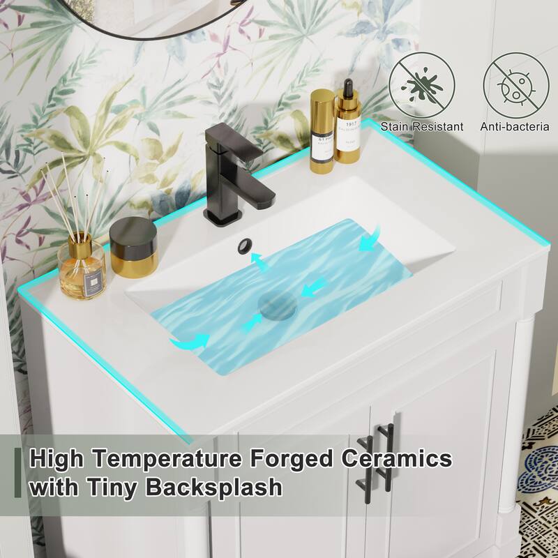 24"/30"/36" Retro Bathroom Vanity W/ Drop in Sink Combo Cabinet Set
