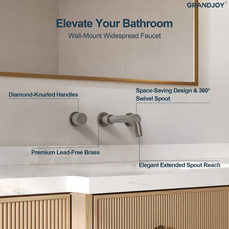 GRANDJOY 2-Handle Wall Mounted Bathroom Faucet