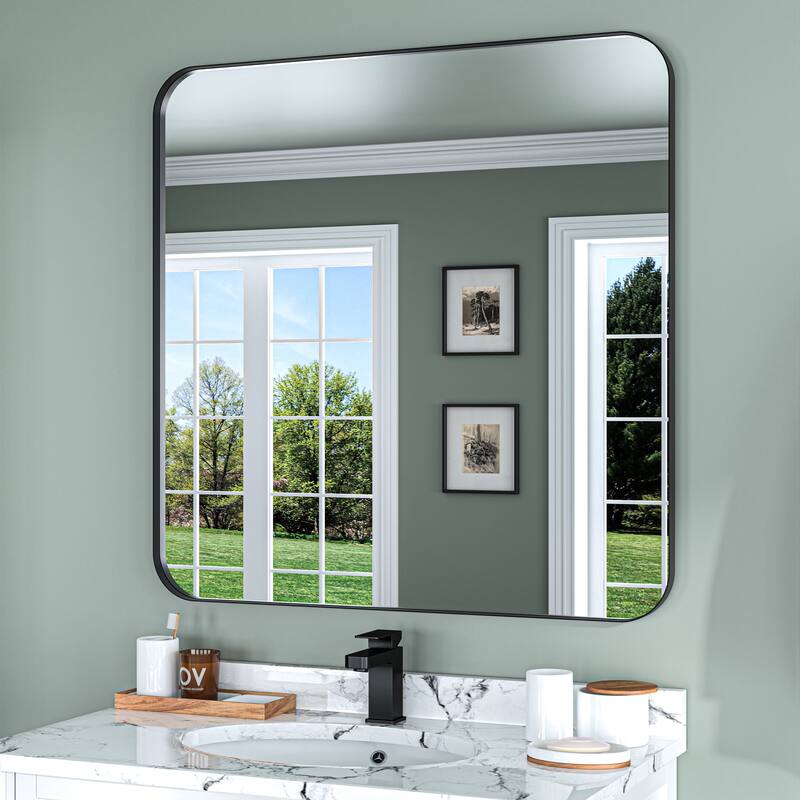 TOOLKISS Aluminum Alloy Round & Right Angle Frame Vanity Mirror