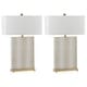 preview thumbnail 7 of 7, SAFAVIEH Lighting 28-inch Joyce Faux Snakeskin Cream Table Lamp (Set of 2) - 18"x8 "x27.75"