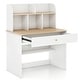 preview thumbnail 2 of 6, Kids Wooden Study Desk Writing Table with Hutch and Drawer - 31.5" x 19" x 40"