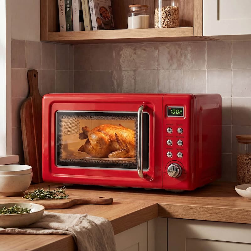 Costway 0.7Cu.ft Retro Countertop Microwave Oven 700W LED Display - See details
