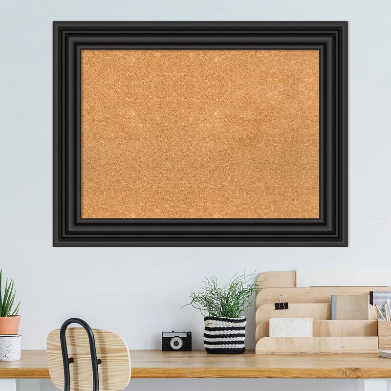Colonial Black Framed Natural Corkboard Bulletin Board