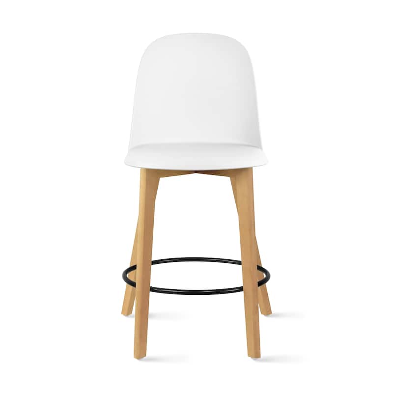 Set of 2 Designer Eiffel Chairs Counter Stools With Backs Side Molded Shell Kitchen Office Dining Dowel Bar Patio