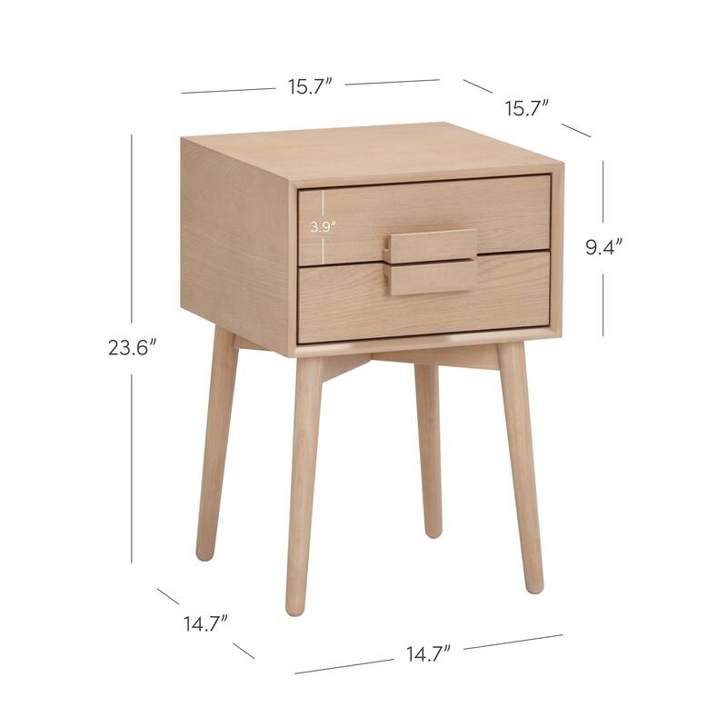 Nathan James Harper 2-Drawer Mid-Century Side Table