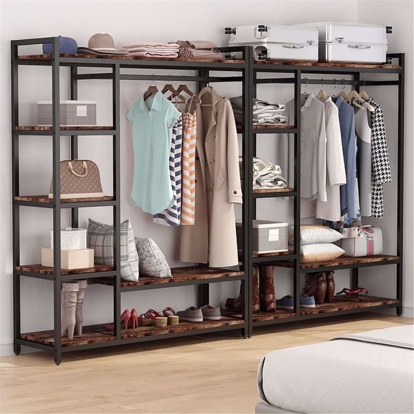 Shop Free Standing Closet Organizer Storage Shelves And Hanging Bar Overstock 31297237