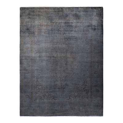 Overton Hand Knotted Wool Vintage Inspired Modern Contemporary Overdyed Gray Area Rug - 8' 3" x 10' 8"