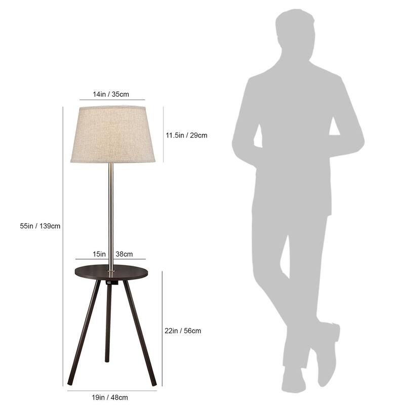 57" Round Sofa Side Table w/ Lamp and Power Station (1.56/9.9)