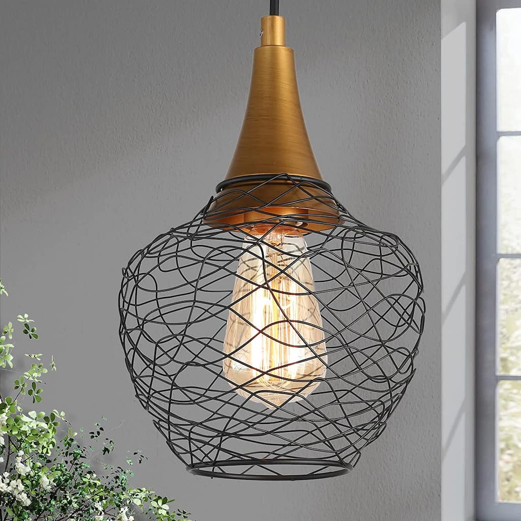 Modern Gold Pendant Light Wire Cage Pendant Lamp