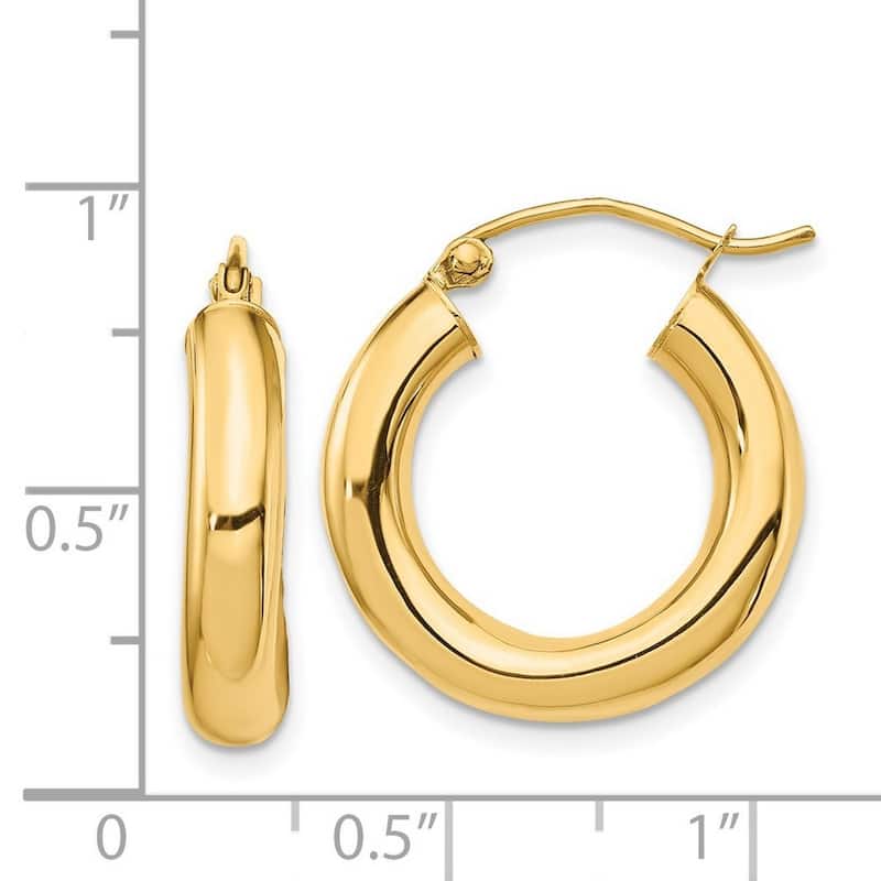 Curata 14k Yellow Gold Polished Tube Hoop Earrings - 21.38x19.82mm