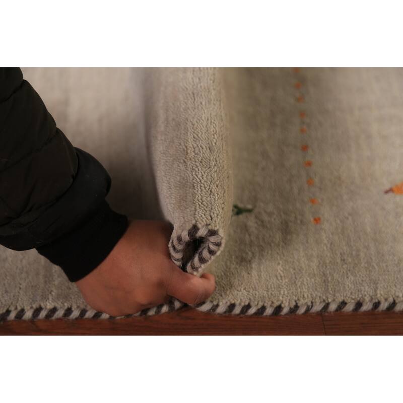 Little Animals Gabbeh Indian Foyer Rug Handmade Wool Carpet - 3'2" x 4'9"