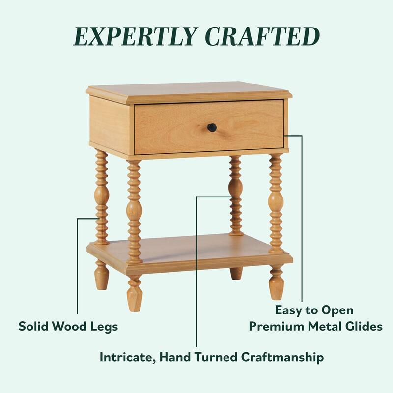 Walker Edison Easy Assembly Solid Wood 1-Drawer Nightstand