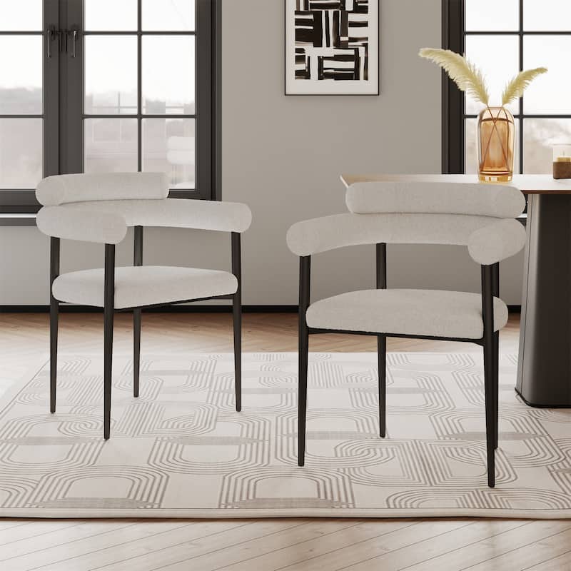 Mid-Century Modern Dining Chairs Set of 2 - White+Black