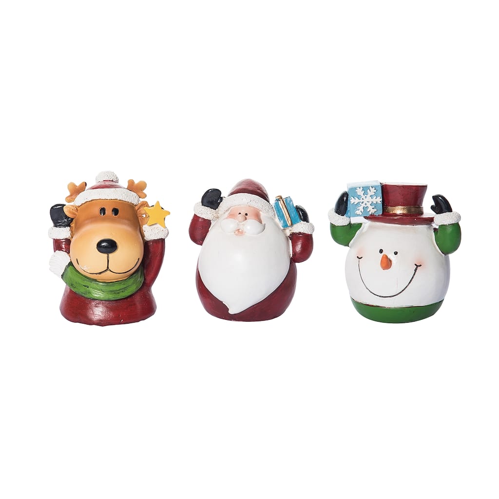 Transpac Christmas Resin Silly Holiday Friend Figurine Set of 3 Christmas Home Decorations