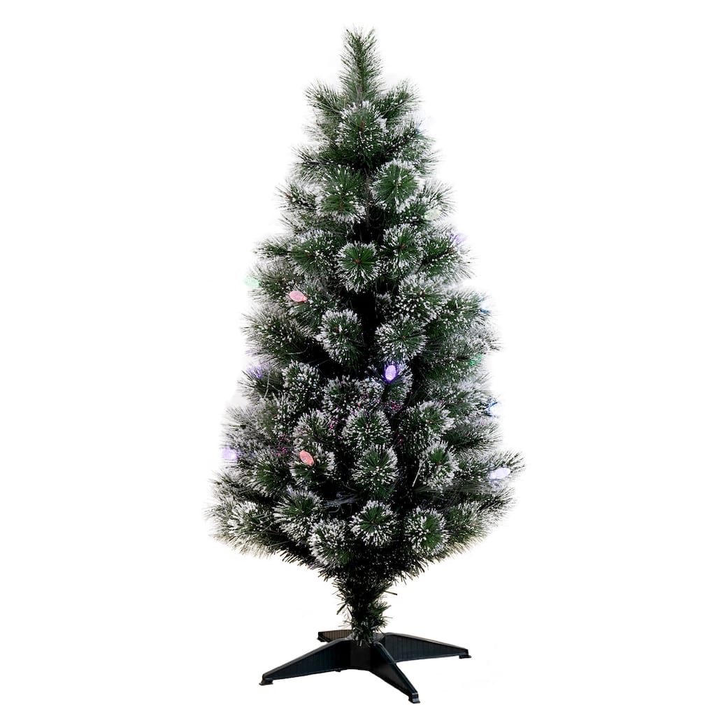 4' Pre-Lit Frosted Fiber Optic Artificial Christmas Tree, Multicolor LED Lights