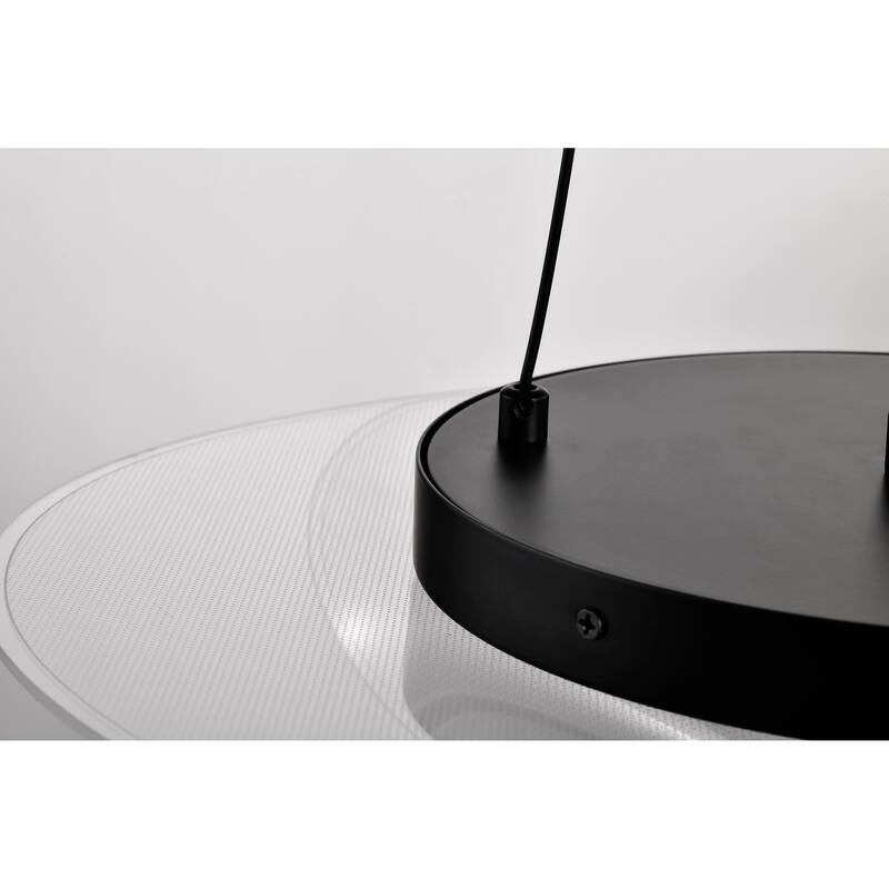 Geneva 18 Inch LED Pendant Matte Black Silk Screened Acrylic Lens - Matte Black