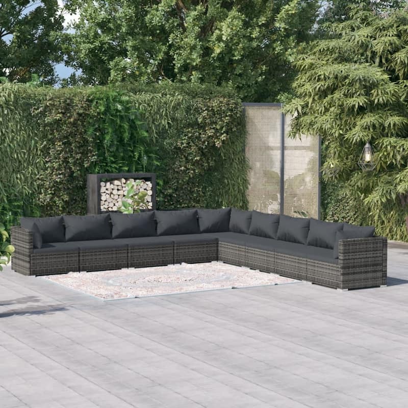 vidaXL Patio Lounge Set Outdoor Sectional Sofa Set Table Garden Poly Rattan